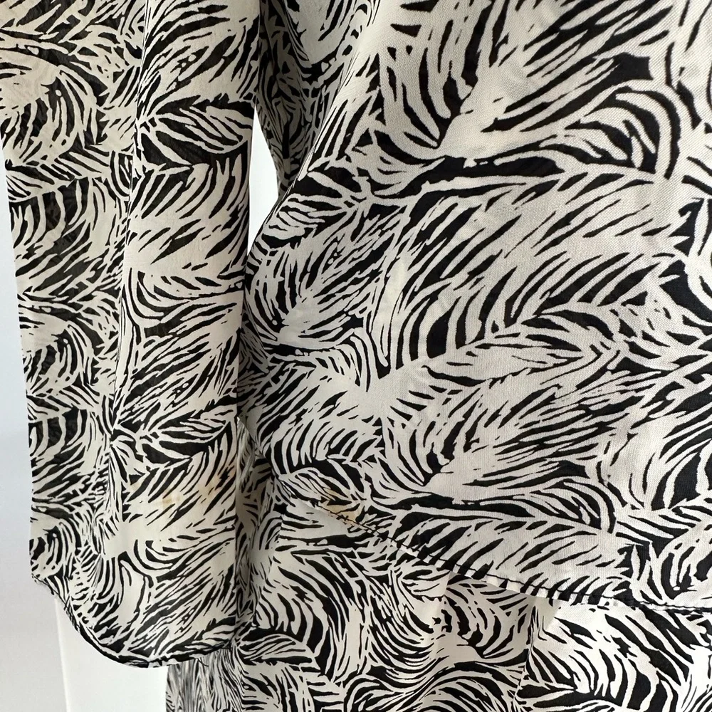 Black & White Vintage Leaf-Print Women's Mini Dress